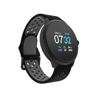 Sport 3 Unisex Touchscreen Smartwatch: Black Case with Black/Gray Perforated Strap 45mm
