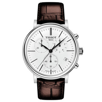 Men's Swiss Chronograph Carson Premium Brown Leather Strap Watch 41mm