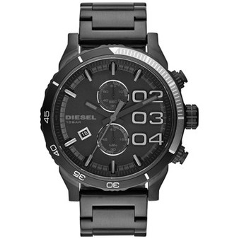 Men's Chronograph Double Down 2.0 Black Ion-Plated Stainless Steel Bracelet Watch 59x48mm