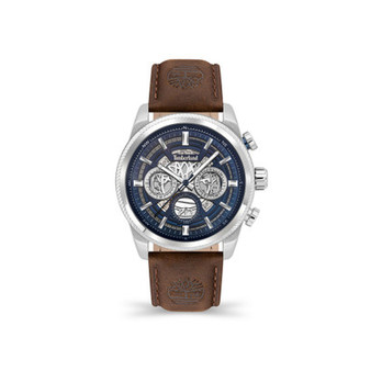 Men's Hadlock Dark Brown Leather Strap Watch 46mm