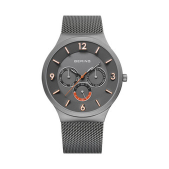 Men's Classic Gray Stainless Steel Mesh Strap Watch 40mm