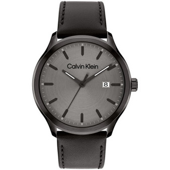 Men's 3H Quartz Black Leather Strap Watch 43mm