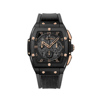 Men's Black Textured Silicone Strap Watch 48mm