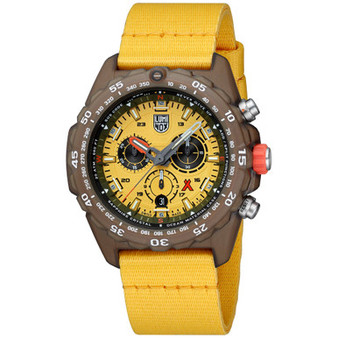 Men's Swiss Chronograph Bear Grylls Survival Eco Master Series Yellow Recycled Ocean Material Strap Watch 45mm