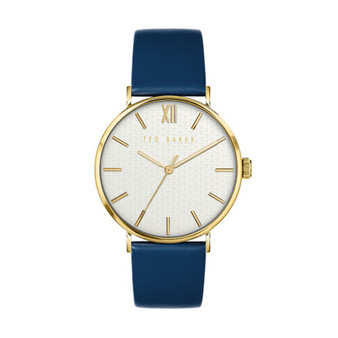 Men's Phylipa Blue Leather Strap Watch 43mm