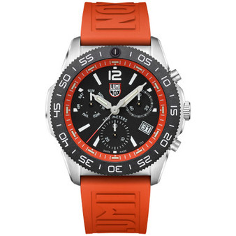 Men's Swiss Chronograph Pacific Diver Orange Rubber Strap Watch 44mm
