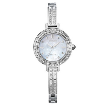 Eco-Drive Women's Stainless Steel & Crystal Bangle Bracelet Watch 25mm