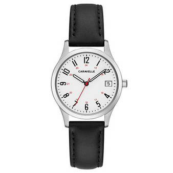 Women's Black Leather Strap Watch 30mm
