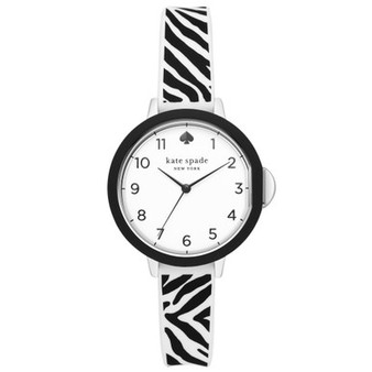 Kate Spade Women's Park Row Three-Hand Zebra Print Silicone Strap Watch 34mm
