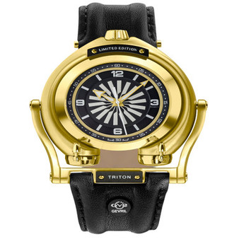 Women's Triton Men's Swiss Automatic Black Genuine Leather Strap Watch 49mm