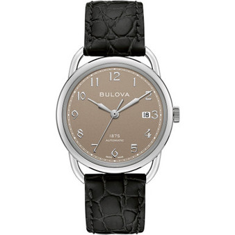 LIMITED EDITION Men's Swiss Automatic Joseph Bulova Black Leather Strap Watch 38.5mm