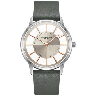 Men's Transparency Gray Leather Strap Watch 42mm