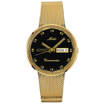 Men's Swiss Automatic Commander Classic Gold-Tone PVD Stainless Steel Mesh Bracelet Watch 37mm