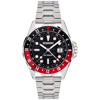 Men's Swiss Missoni GMT Traveller Stainless Steel Bracelet Watch 43mm