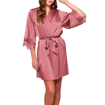 Plus Size Charlotte Satin and Lace Short Robe