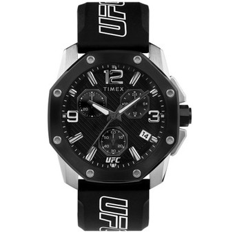 UFC Men's Quartz Icon Silicone Black Watch, 45mm