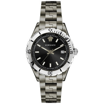 Men's Swiss Hellenyium Gunmetal Ion Plated Bracelet Watch 42mm