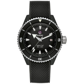 Men's Swiss Automatic Captain Cook Diver Black Rubber Bracelet Watch 43mm