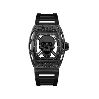 Men's Matte Black Plastic Strap Watch 42mm