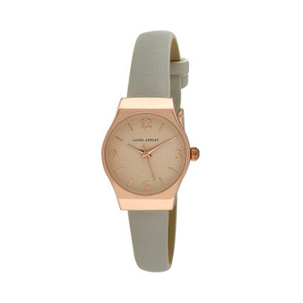 Women's Off Center Round Skin Gray Polyurethane Strap Watch 25mm