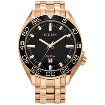 Eco-Drive Men's Sport Luxury Rose Gold-Tone Stainless Steel Bracelet Watch 42mm
