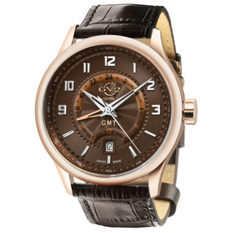 Men's Giromondo Swiss Quartz Brown Leather Strap Watch 42mm