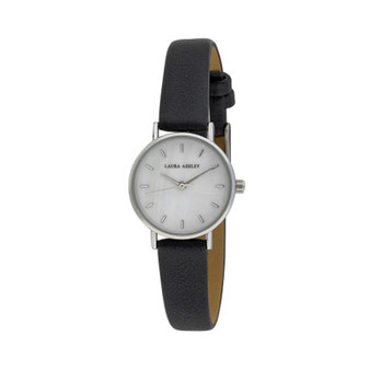 Women's Mini Slim Clean Black Polyurethane Strap Watch 26mm