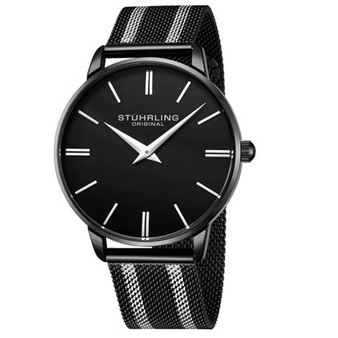 Men's Black, Silver Tone Mesh Stainless Steel Bracelet Watch 42mm