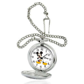Disney Mickey Mouse Men's Silver Alloy Pocket Watch