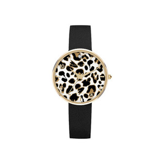 Women's Black Leather Strap Watch 34mm