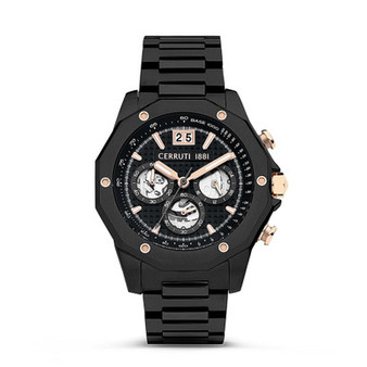 Men's Molveno Collection Black Stainless Steel Bracelet Watch 45.5mm