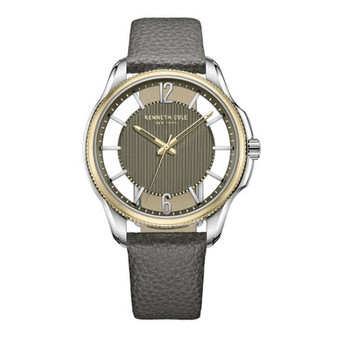 Men's Transparency Dial Gray Genuine Leather Strap Watch 42mm