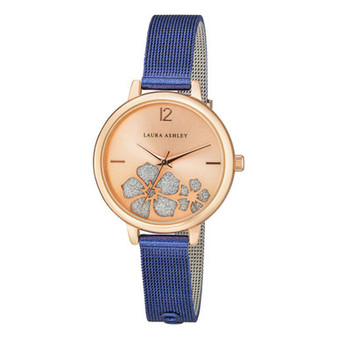 Women's Sunray Floral Stone Dial Blue Alloy Bracelet Watch 34mm