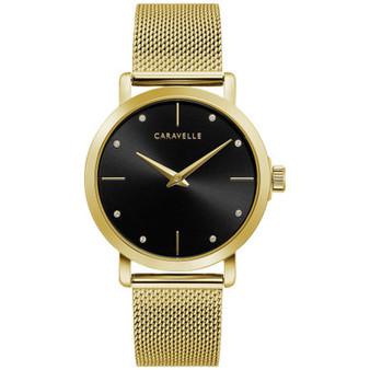 Women's Crystal Accent Gold Tone Stainless Steel Mesh Bracelet Watch 36mm
