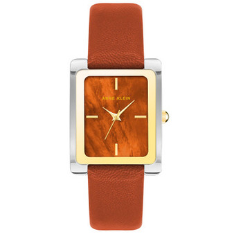 Women's Quartz Red Rust Genuine Leather Watch 28mm x 36mm