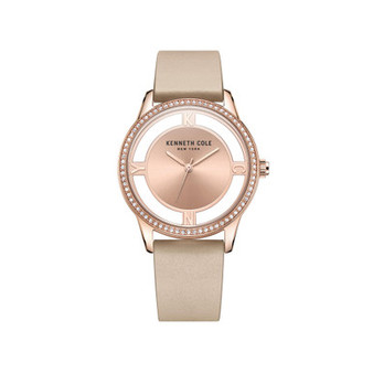 Women's Transparency Brown Genuine Leather Strap Watch 36mm