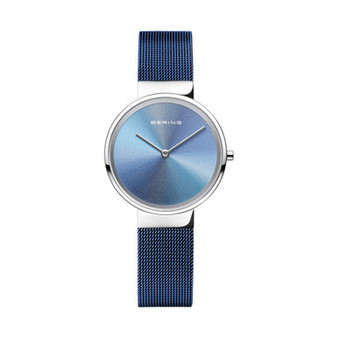Women's Anniversary Blue Stainless Steel Mesh Strap Watch 31mm