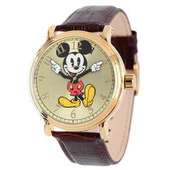 Disney Mickey Mouse Men's  Shinny Gold Vintage Alloy Watch