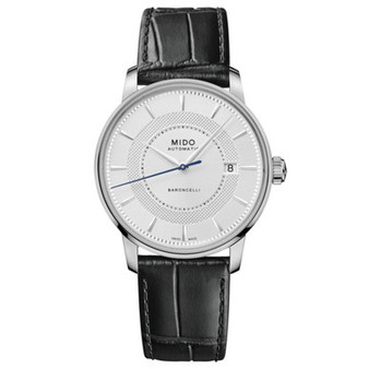 Men's Swiss Automatic Baroncelli Signature Black Leather Strap 39mm