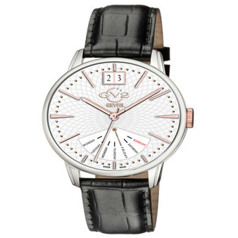 Men's Rovescio Swiss Quartz Italian Black Leather Strap Watch 42mm