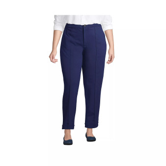 Women's Plus Size Starfish High Rise Pintuck Straight Leg Elastic Waist Pull On Ankle Pants