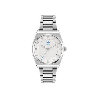 Unisex Three Hand Code Two Silver-Tone Stainless Steel Bracelet Watch 38mm