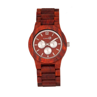 Bonsai Wood Bracelet Watch W/Day/Date Red 45Mm