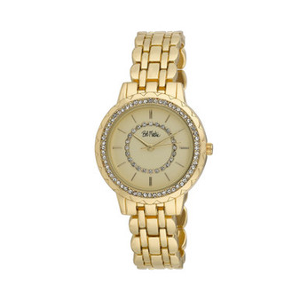 Unisex Crystal Dial Scallop Bezel Gold-tone Base Metal Bracelet Watch 36mm