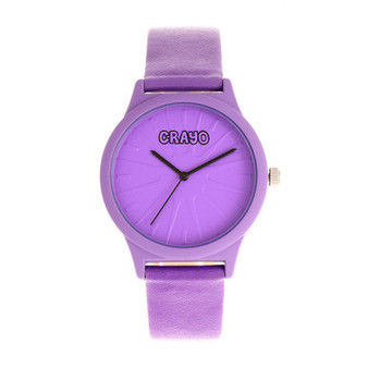 Unisex Splat Purple Leatherette Strap Watch 38mm