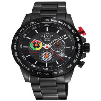Men's Scuderia Swiss Quartz Black Stainless Steel Bracelet Watch 45mm