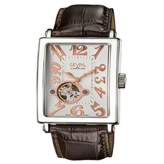 Men's Avenue of Americas Intravedere Swiss Automatic Italian Dark Brown Leather Strap Watch 44mm