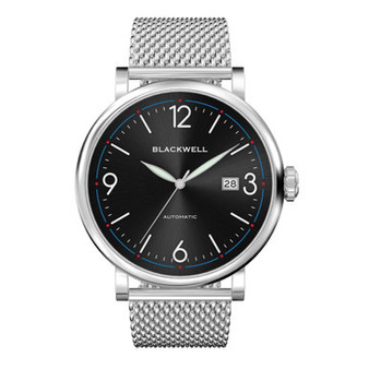 Sunray Black Dial with Silver Tone Steel and Silver Tone Steel Mesh Watch 44 mm