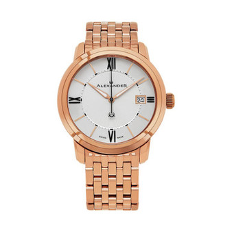 Alexander Watch A111B-08, Stainless Steel Rose Gold Tone Case on Stainless Steel Rose Gold Tone Bracelet