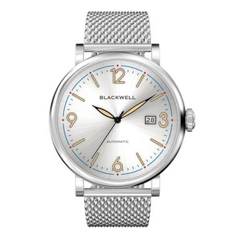 Sunray White Dial with Silver Tone Steel and Silver Tone Steel Mesh Watch 44 mm